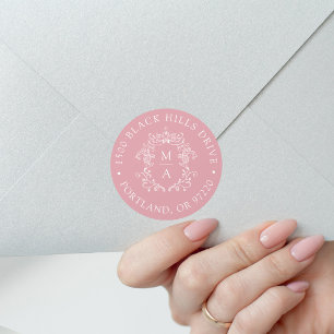 Élégante Étiquette d'Adresse de Retour Rose Rose p