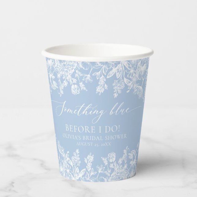 Elegante Etwas Blue Brautparty Paper Cup Pappbecher (Vorderseite)
