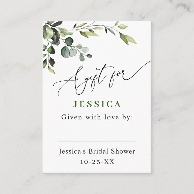 Elegante Eucalyptus Aquarellfarben-Display-Dusche Begleitkarte (Vorderseite)