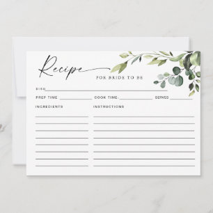Elegante Eucalyptus Boho Brautparty Rezept Card Einladung