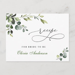 Elegante Eucalyptus Boho Brautparty Rezept Card Postkarte