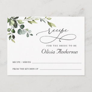 Elegante Eucalyptus Boho Brautparty Rezept Card Postkarte