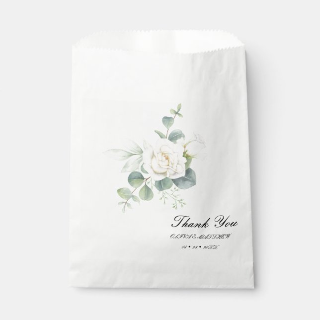 Elegante eucalyptus botanische Sommerhochzeit Geschenktütchen (Vorderseite)