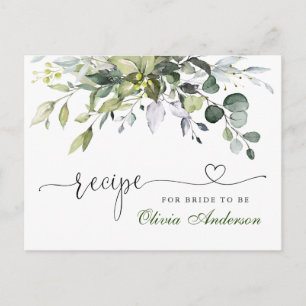 Elegante Eucalyptus Brautparty Rezept Card Postkarte