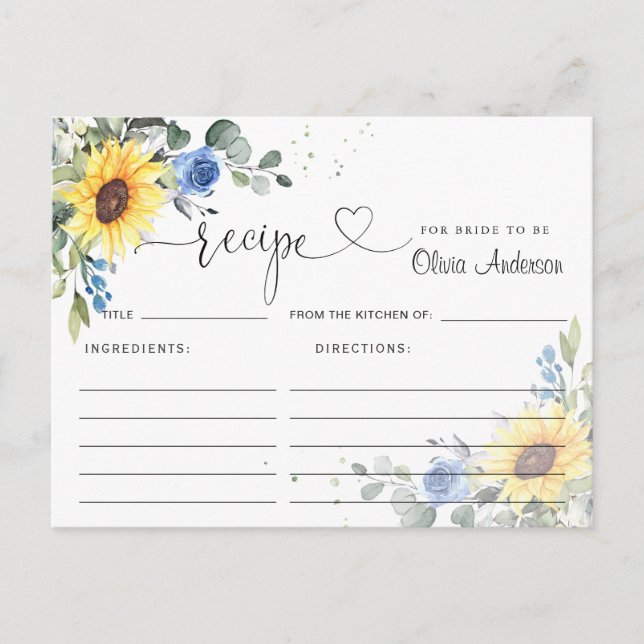 Elegante Eucalyptus Brautparty Rezept Card Postkarte (Vorderseite)