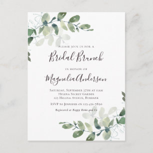 Élégante Eucalyptus Bridal Brunch Invitation Postc