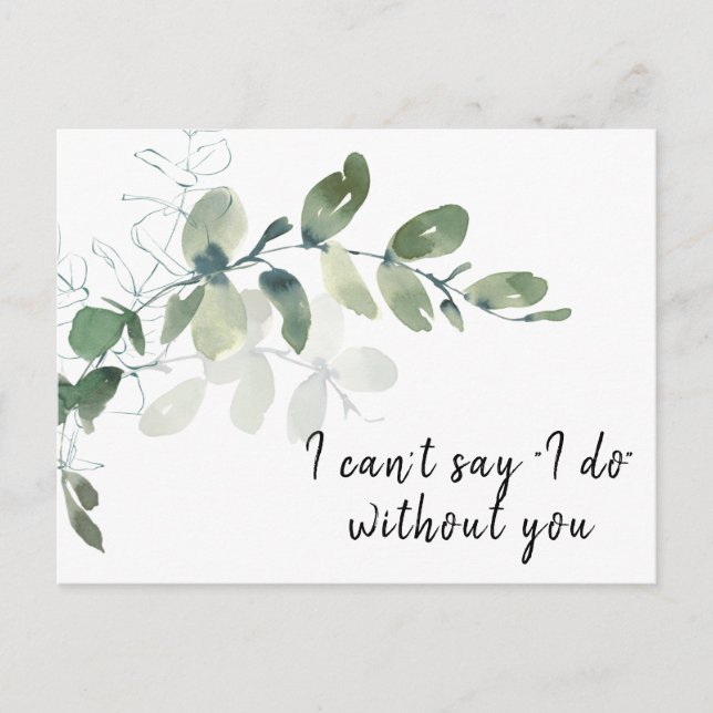 Elegante Eucalyptus Bridesmaid Vorschlagskarte Postkarte (Vorderseite)