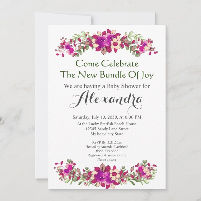 Elégante Eucalyptus Floral Baby shower invitation (Devant)