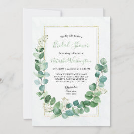 Elégante Eucalyptus Gold Bridal Shower Invitation