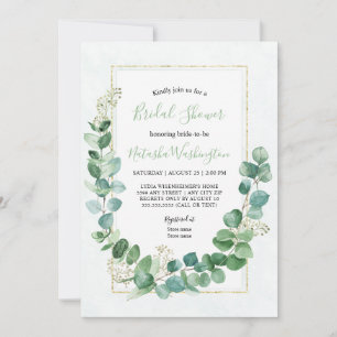 Elégante Eucalyptus Gold Bridal Shower Invitation