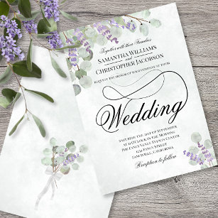 Elegante Eucalyptus & Lavender Sage Green Wedding Einladung