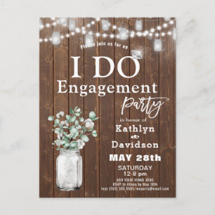 Elegante Eucalyptus Mason Jar I DO Engagement Part Einladungspostkarte