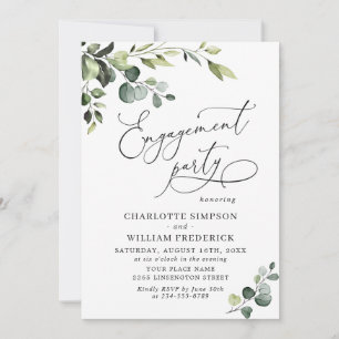 Elegante Eucalyptus Watercolor ENGAGEMENT PARTY Einladung