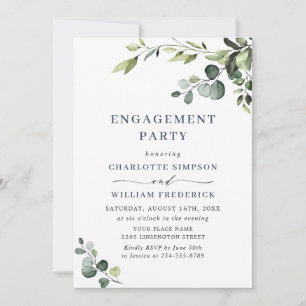 Elegante Eucalyptus Watercolor ENGAGEMENT PARTY Einladung