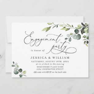 Elegante Eucalyptus Watercolor ENGAGEMENT PARTY Einladung