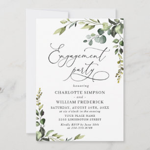 Elegante Eucalyptus Watercolor ENGAGEMENT PARTY Einladung