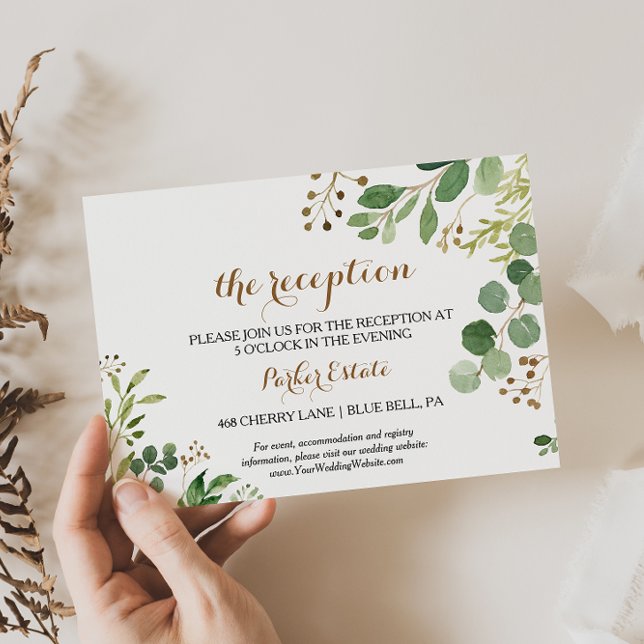 Elegante Eucalyptus Wedding Reception Card Einladung (Von Creator hochgeladen)