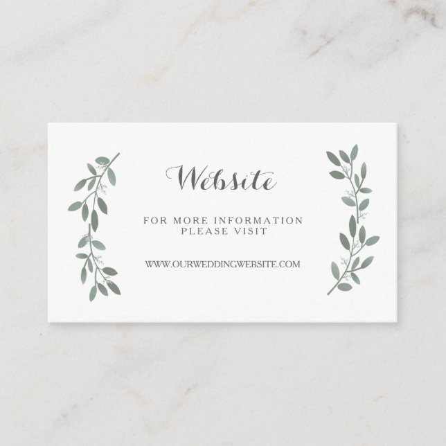Elegante Eucalyptus Wedding Website Beipackkarte Begleitkarte (Vorderseite)