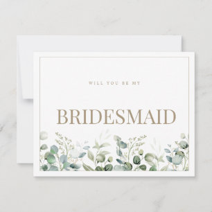 Elegante Eucalyptus White Bridesmaid Vorschlagskar Save The Date
