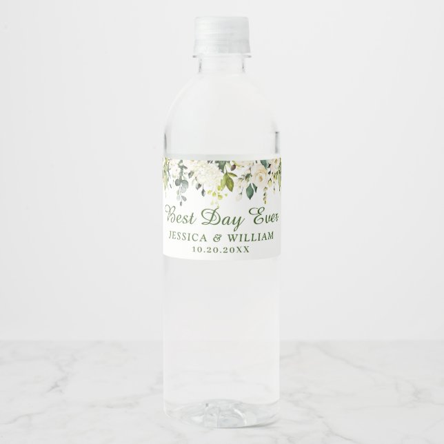 Elegante Eucalyptus White Roses Floral Wedding (Vorderseite)