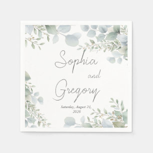 Elegante Eukalyptus-Aquarell-Hochzeitspapier-Servi Serviette