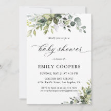 Elegante Eukalyptus-Baby-Shower-Einladung