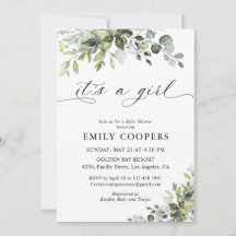 Elegante Eukalyptus-Baby-Shower-Einladung