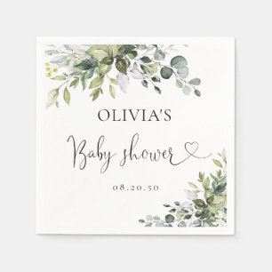 Elegante Eukalyptus-Baby-Shower-Papier-Servietten Serviette