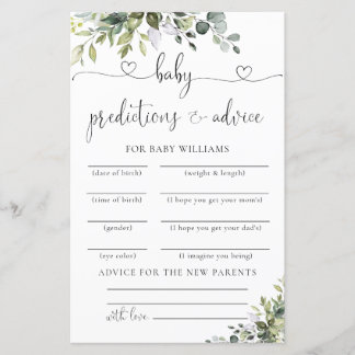 Elegante Eukalyptus-Baby-Shower-Vorhersagekarte