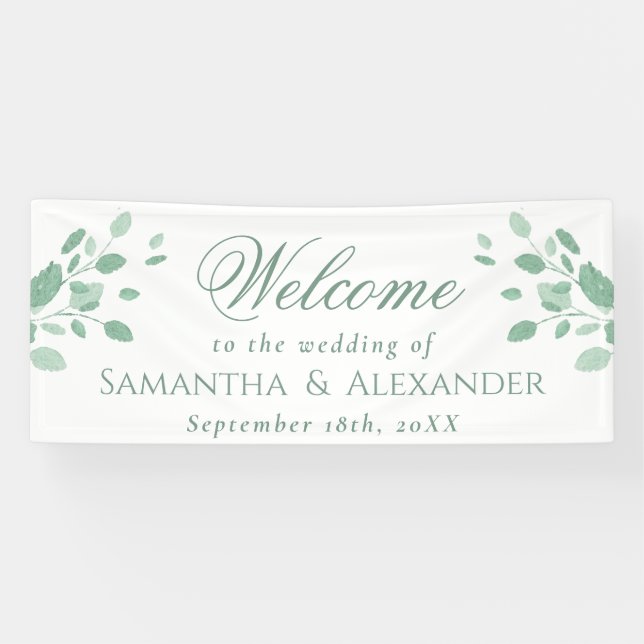 Elegante Eukalyptus-Blätter Begrüßung Banner (Horizontal)