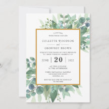 Elegante Eukalyptus-Blätter Hochzeitgoldgrenze