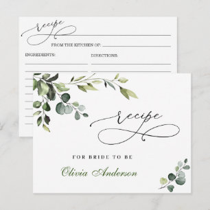 Elegante Eukalyptus Boho Braut-Party Rezeptkarte Postkarte
