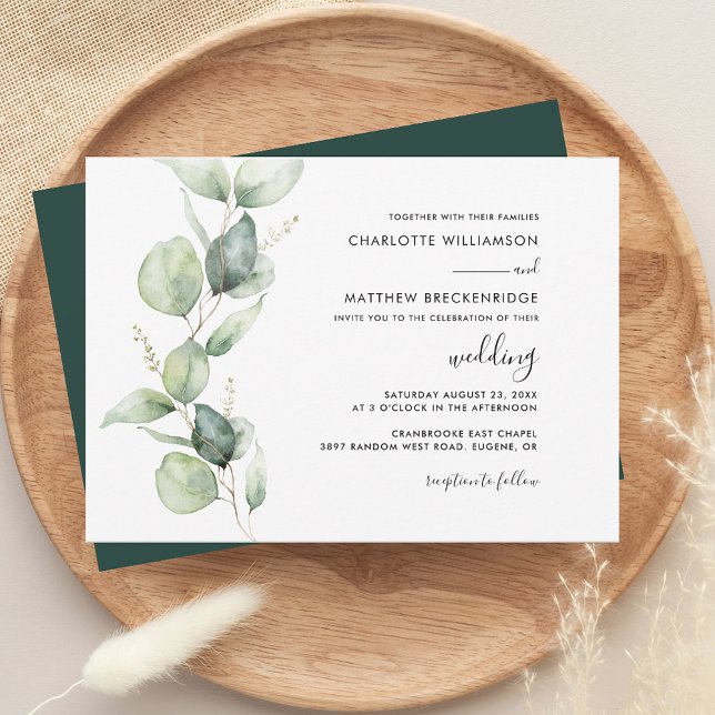 Elegante Eukalyptus Botanische Hochzeit Einladung (Elegant Eucalyptus Botanical Wedding Invitation)