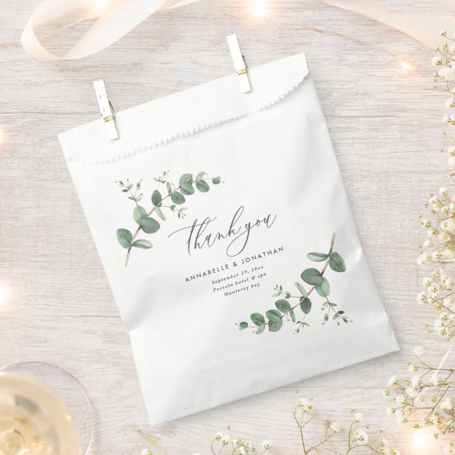 Elegante Eukalyptus-botanische Hochzeitsfeier Geschenktütchen (Ausgeschnitten)