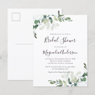Elegante Eukalyptus-Brautjunggesellinnenparty-Einl Postkarte