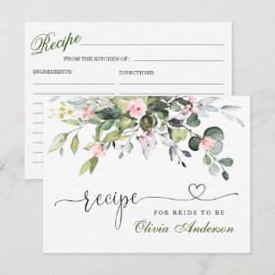 Elegante Eukalyptus-Brautparty-Rezeptkarte Postkarte