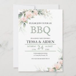 Elegante Eukalyptus Budget GRILLEN Engagement Part Einladung