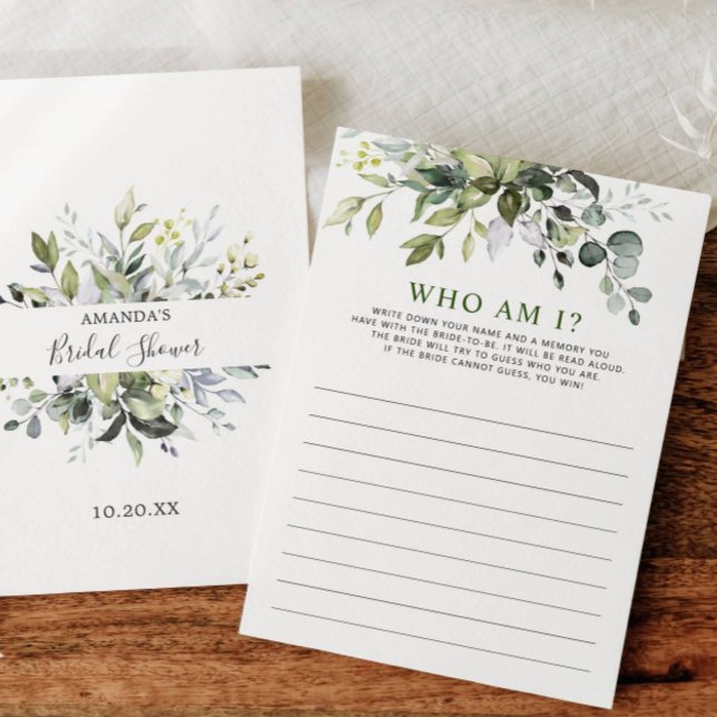 Elegante Eukalyptus Floral Brautparty Game Card Einladung (Von Creator hochgeladen)