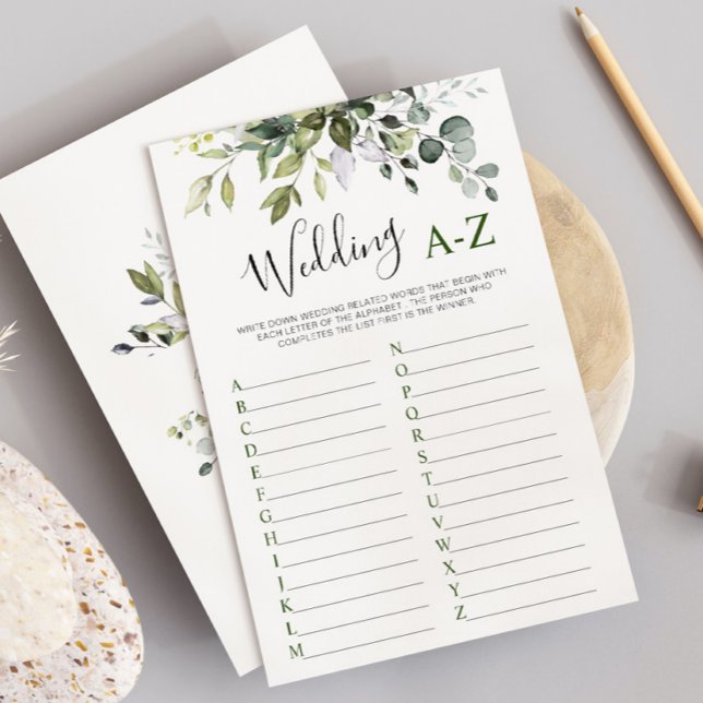 Elegante Eukalyptus Floral Brautparty Game Card Einladung (Von Creator hochgeladen)