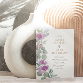 Elegante Eukalyptus floral Grün & Rosa Hochzeit Einladung
