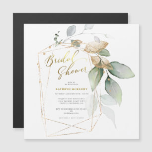 Elegante Eukalyptus-Gold-Grün-Brautparty Magnetkarte