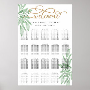 Elegante Eukalyptus Greenerity Hochzeitsstichtabel Poster