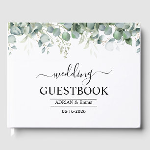Elegante Eukalyptus-Grün-Hochzeit Gästebuch