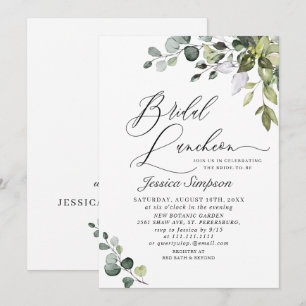 Elegante Eukalyptus-Grünzeug-Bridal-Luncheon Einladung