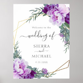 Elegante Eukalyptus-Hochzeit mit Gold und Lila Blu Poster