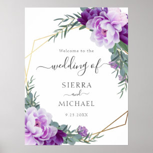 Elegante Eukalyptus-Hochzeit mit Gold und Lila Blu Poster