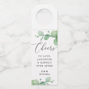 Elegante Eukalyptus-Hochzeit   Prost auf die Liebe Flaschenanhänger