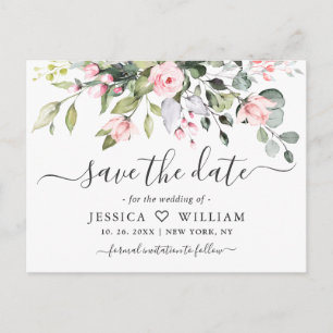 Elegante Eukalyptus-Hochzeit Save the Date Postkarte