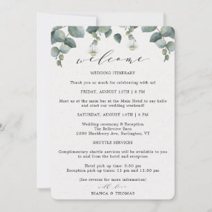 Elegante Eukalyptus-Hochzeits-Itinerary Ankündigung