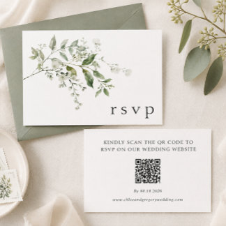 Elegante Eukalyptus-Hochzeits-QR-Code-RSVP-Karte Begleitkarte